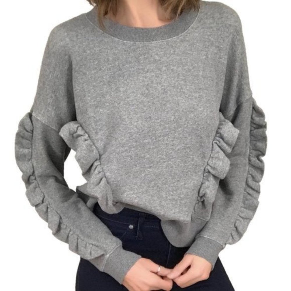 Madewell Gray Ruffle Sweatshirt - Picture 2 of 8